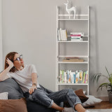 ZNTS WTZ Bookshelf, Ladder Shelf, 5 Tier Bamboo Bookcase, Modern Open Book Case for Bedroom, Living Room, 46167598