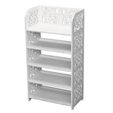 ZNTS Wood-plastic Board Five Tiers Carved Shoe Rack White A 52666556