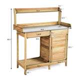 Solid Wood Garden Potting Bench Large Metal Tabletop, Big Drawer, Removable Shelf, 3 Hooks 64506155