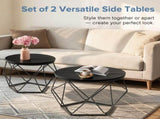 Small Round Coffee Table Set of 2, Nesting Side Tables for Living Room or Bedroom, Modern Accent End 51378901