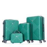 4-piece ABS lightweight suitcase, 14 inch makeup box, aircraft wheels DARK GREEN W284P149256