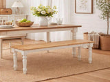 Farmhouse Backless Wood Bench - White/Natural Two-Tone Finish 68900238