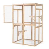 ZNTS Wooden Cat Catio, Outdoor Cat Enclosure, Cat House with Platforms, Sunshine Board, Hammock, Door, W2181P191345