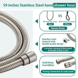 Drill-Free Stainless Steel Slide Bar Combo Rain Showerhead 7-Setting Hand, Dual Shower Head Spa W1219P155531