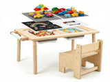 6-in-1 Kids Adjustable Height Sensory Activity with Chair, Natural Pine Wood Water Sand Play 61411915