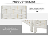 6FT Tall 3-Panel Folding Room Divider, White Weave Privacy Screen with Portable Partition Wall for 56526599