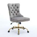 A&A Furniture Office Chair,Modern Velvet Upholstered Tufted Button Home Office Chair with Golden W1143P292468