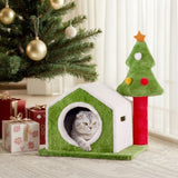 ZNTS 24in Christmas Cat House Cat Bed Cave, Soft Plush Christmas Nest Holiday Decor for Indoor Cats 64956948