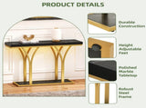 Modern Console Table with LED Lights, Faux Marble Entryway Side Table, Gold & Black 24780393