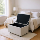 Light Gray Linen-Textured Storage Ottoman with Rubber Feet 634343cm Bench for Entryway, Bedroom 14436871