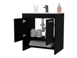 Wengue 2-Door Bathroom Vanity with Open Storage B062P355532