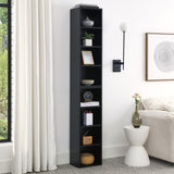 8-Tier Media Tower Rack, CD DVD Slim Storage Cabinet with Adjustable Shelves, Tall Narrow Bookcase W1781105106