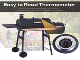48" Steel Portable Backyard Charcoal BBQ Grill and Offset Smoker Combo with Wheels 72006641
