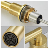 Gold Bathroom Faucet 2 Handle 8 Inch Bathroom Sink Faucets Stainless Steel 3 Hole Widespread with T3177P277501