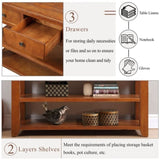 48'' Solid Pine Wood Top Console Table, Modern Entryway Sofa Side Table with 3 Storage Drawers and 2 W120290517