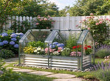 4 x 2 x 3 FT 3-in-1 Galvanized Raised Garden Bed with PVC Greenhouse Cover, Metal Elevated Planter 14650660