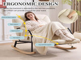 Corduroy Nursery Rocking Chair w/ Pull-out Footrest, 100&deg-160&deg Adjustable Backrest, Oversized 54625236