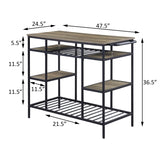 Rustic Oak and Black Kitchen Island with Open Shelving B062P184581