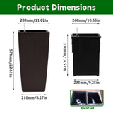 Pack of 2 Square Planter 22-Inch High Faux Rattan Design Flower Pot with Automatic Watering System W3213P311469