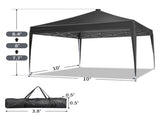 10x10FT Dark Grey Folding Canopy Tent with 4 Sidewalls , 4 Solar RGB Light 45516329