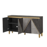 TREXM 60" Retro Buffet Cabinet with Storage, 4-Door Vintage Sideboard Cabinet with Dimensional N715P290575E