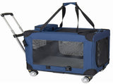 2 in 1, 28'' Collapsible Travel Dog Crate for Medium Large Dogs, Rolling Pet Carrier with Wheels, 53409239