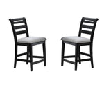 ZNTS Modern 2pc Counter Height Dining Chairs Black Color Ladder Back Frame Upholstered Cushion Seat Solid B011P218340