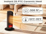 Black 1500W PTC Portable Fireplace Space Heater, Quiet 35dB Electric Heater with Tip-Over Overheat 01488461
