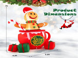 7ft Inflatable Gingerbread Man - Built-in LED Lights, Candy CaneHot Cocoa Mug Design, Multi-Color 84841295