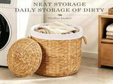Round Laundry Hamper with Lid, Woven Natural Water Hyacinth Laundry Hamper 81309200