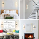 Resin Imitation Marble and Chrome Wall Sconce, Set of 2,Modern Vertical Light Fixture for Bathrooms, W1340P189552