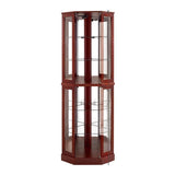 6 Shelf Corner Curio Display Cabinet with Lights, Mirrors and Adjustable Shelves, Cherry W1693P165027