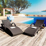 ZNTS K&K 80'' Outdoor Wicker Chaise Lounge Chairs Set of 2, Patio Rattan Reclining Chair Pull-out Side WF321204AAD
