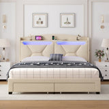 Storage Headboard ,QUEEN Size with RF LED Lights W2239P203011