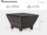 Outdoor PE Wicker Side Table with Storage, Small Patio Storage Bin Container for Hose Cushion Towel, 06931432