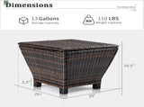 Outdoor PE Wicker Side Table with Storage, Small Patio Storage Bin Container for Hose Cushion Towel, 12967570
