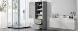 ZNTS Tall Bathroom Storage Cabinet, Freestanding Storage Cabinet with Two Drawers and Adjustable Shelf, 62533533