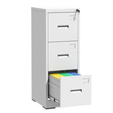 3 Drawer Metal Vertical File Cabinet with Lock and Card Slot Office Home Vertical File Cabinet for 09981331