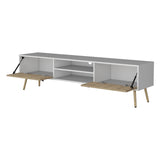 Kimball TV Rack, Spacious Storage with 2 Hinged Drawers and Open Shelves B128P176178