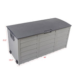 ZNTS 75gal 260L Outdoor Garden Plastic Storage Deck Box Chest Tools Cushions Toys Lockable Seat 10663967