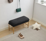 End of Bed Bench with Shelf, Linen Upholstered Storage Shoe Bench, Modern Bedroom Bench with Metal W2725P207319