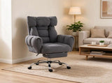 Reclining Cross Back Office Chair, Wide Seat Desk Chair with Flip-Up Armrests & Footrest, Dark Gray 26387151