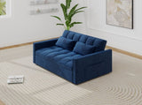 Corduroy Double Sleeper Sofa With Pull-Out Bed, 2 Pillows & Side Storage Pocket 87519745