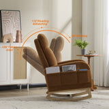 Modern Accent Rocking Chair Rocking Chair with Solid Wood Legs, Upholstered Nursery Glider Rocker, 77610753
