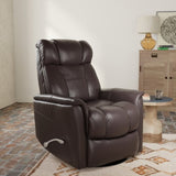 Global Home Swivel Glider Recliner with Manual Adjustable Headrest & Footrest In Faux Leather B339P323104