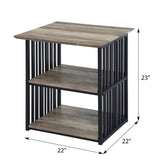 Antique Oak and Black 3-Shelf Nightstand B062P209017