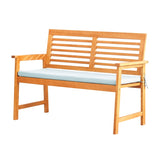 ZNTS Waimea Honey Slatted Eucalyptus Wood Garden Bench with Cushion V1953