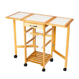 ZNTS Portable Rolling Drop Leaf Kitchen Storage Trolley Cart Island Sapele Color 44220485