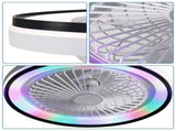 19 Inch RGB Dimmable Led Enclosed Ceiling Fan with Light Flush Mount Bladeless 6 Speed Remote 23895230