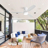 52 Inch Flush Mount Solid Wood Ceiling Fan With 6 Speed Remote Control Reversible DC Motor For Home W882P294267